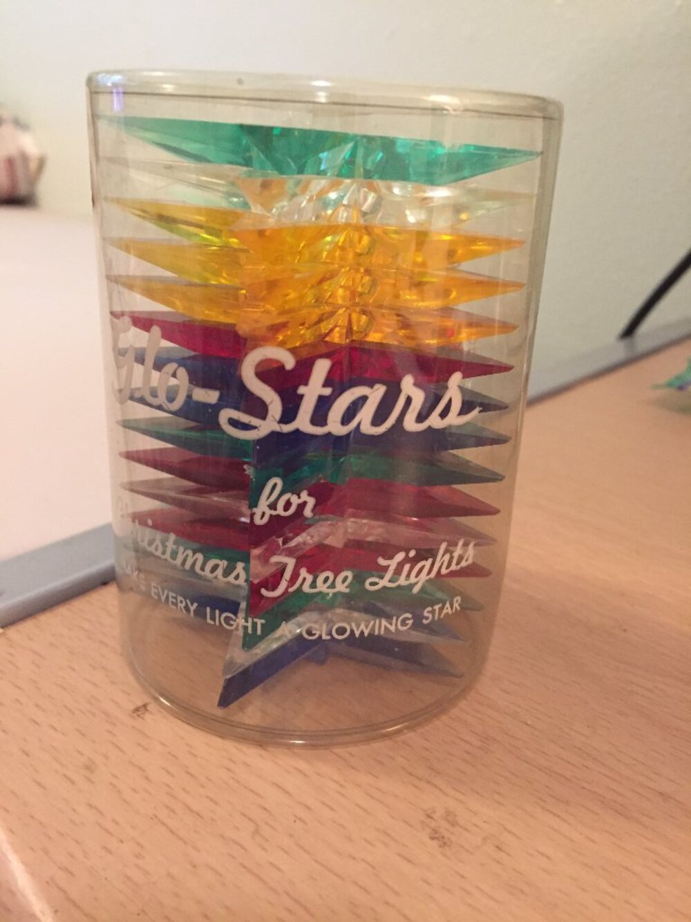VTG MCM USA PLASTIC GLO-STARS Reflectors Covers For TREE LIGHTS SET w/Pkg These